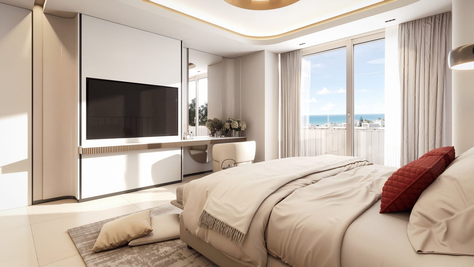 Postel s výhledem na moře, master ložnice vila Marbella